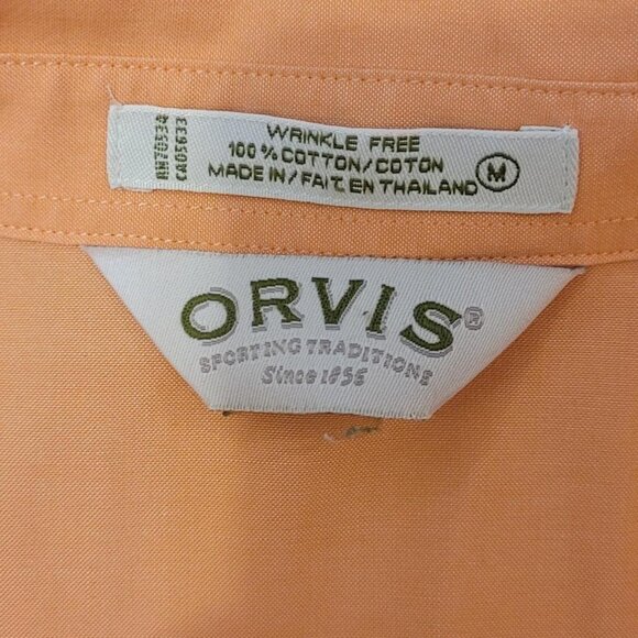 Orvis Medium Peachy orange button up collar sportswear polo shirt #preppy - Picture 2 of 6